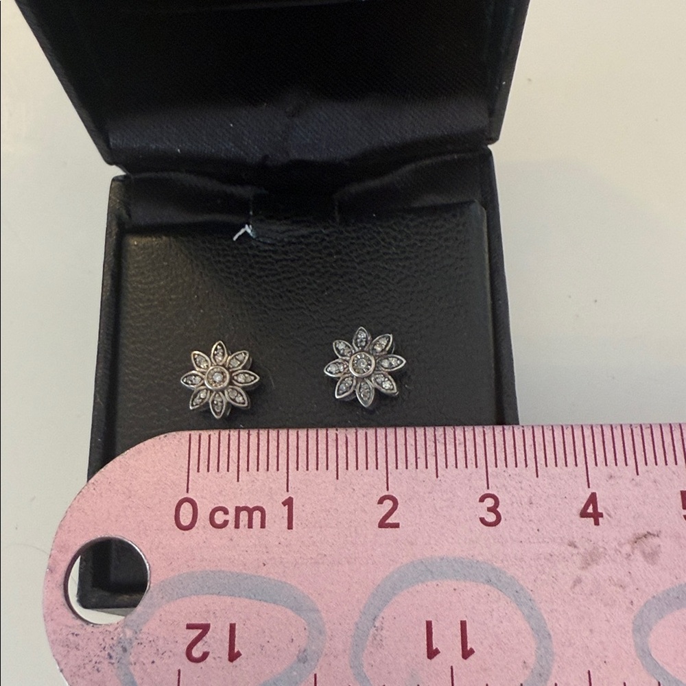 Sterling Silver Floral Earrings - Picture 3 of 3